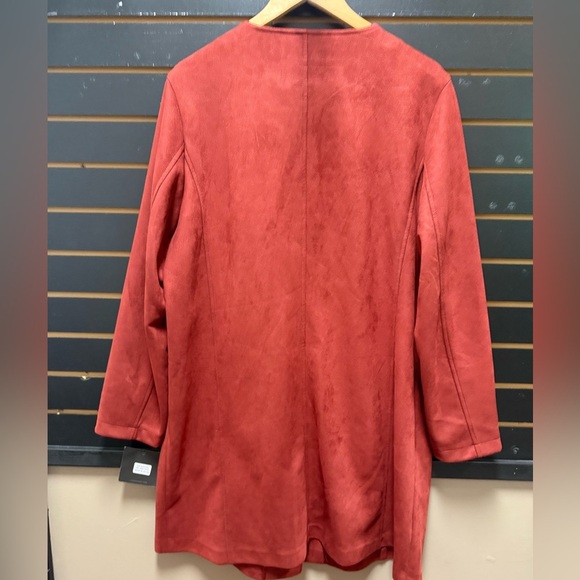Nwt Andrew Marc New York Jacket Faux Suede Burnt Russet Midi Coat - Picture 3 of 5